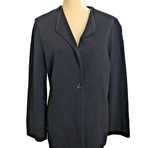 EMMELLE Black Blazer Jacket Zipper Detail One Button